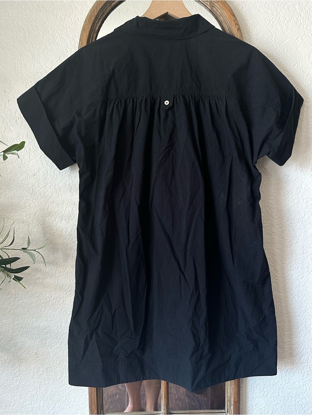 Madewell Black Short Sleeve Button Front Popover Tunic Shirt Size Small - Picture 6 of 8
